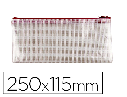 Bolsa multiusos Q-Connect 250x115 mm. malla cremallera roja